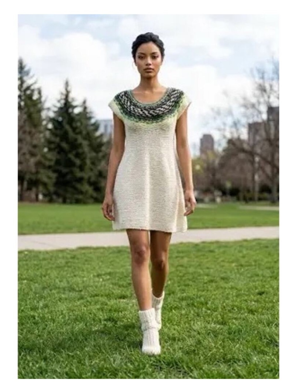 Dress Bundle- Free People white wool blend sweater dress + Green bodycon dress